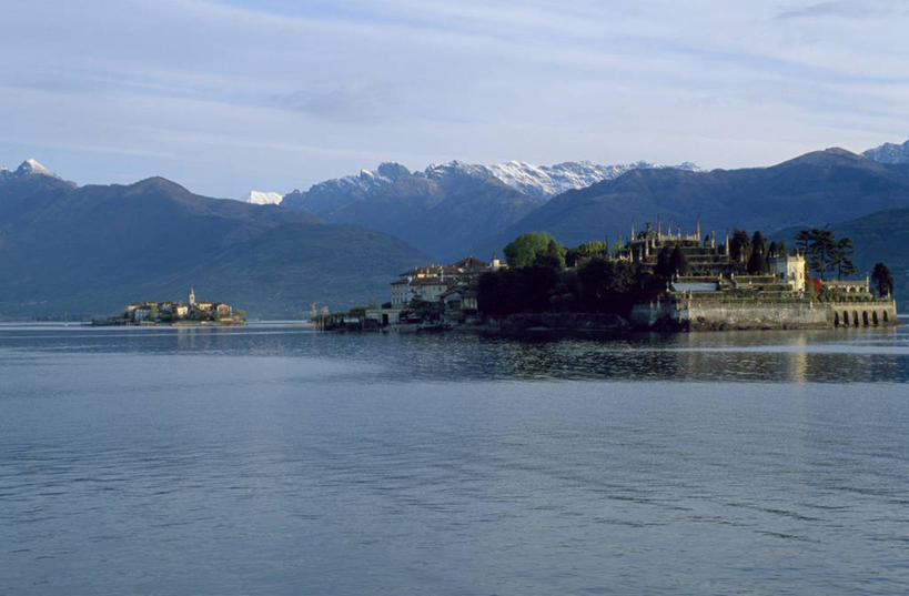 无人,横图,室外,湖,山,山脉,水,雪山,建筑,意大利,岛,地形,摄影,巴洛克风格,伦巴第大区,马祖尔湖,彩图