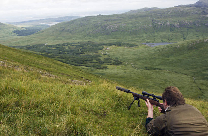 一个人,横图,射击,山,苏格兰,摄影,瞄准,来福枪,内赫布里底群岛,外赫布里底群岛,彩图