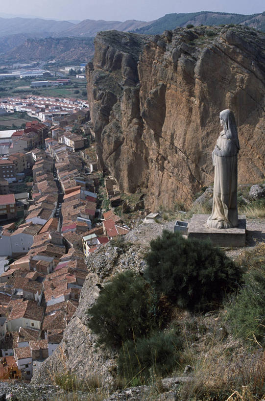 无人,竖图,雕塑,西班牙,欧洲,雕像,房屋,屋顶,地形,悬崖,摄影,图标,地貌,彩图