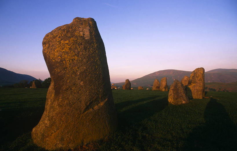 无人,横图,室外,旅游,日落,英国,地形,英格兰,风景,黄昏,摄影,宗教,考古学,国家公园,坎布里亚,卡塞里格石圈,几何形状,彩图,旅行,石器时代