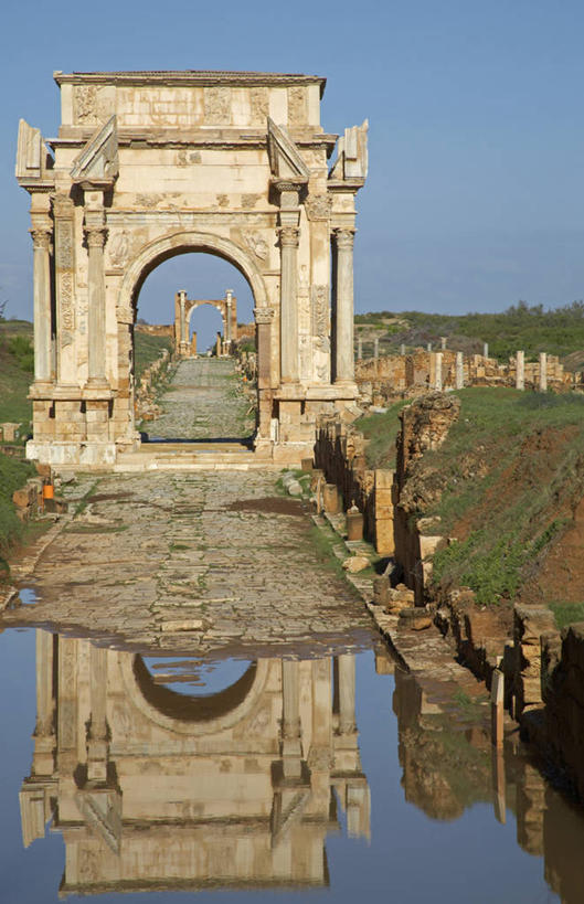 无人,竖图,水,城市,建筑,非洲,利比亚,反射,拱门,历史,废墟,摄影,皇帝,彩图,联合国教科文组织