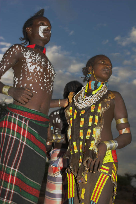 两个人,竖图,非洲,埃塞俄比亚,摄影,肖像,奥莫低谷,彩图,传统文化