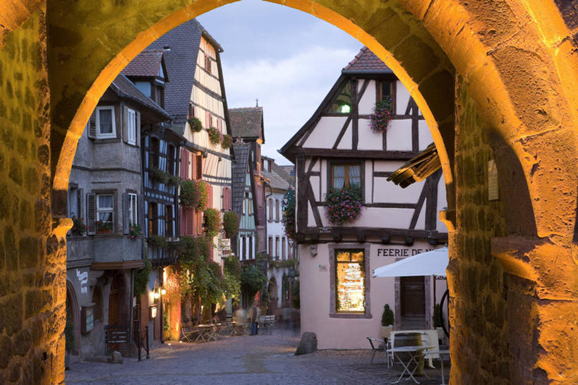 无人,横图,夜晚,法国,欧洲,乡村,拱门,摄影,阿尔萨斯,西欧,法国文化,彩图