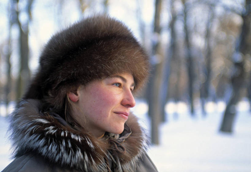 一个人,横图,俄罗斯,冬天,摄影,肖像,裘皮帽,彩图,旅行