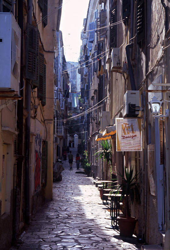 无人,竖图,街道,希腊,欧洲,古城,摄影,地中海文化,科孚,彩图,艾奥尼亚群岛