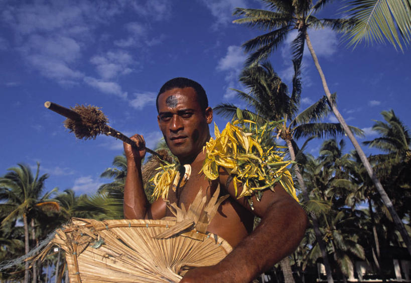 一个人,横图,斐济,摄影,肖像,矛,南太平洋,彩图