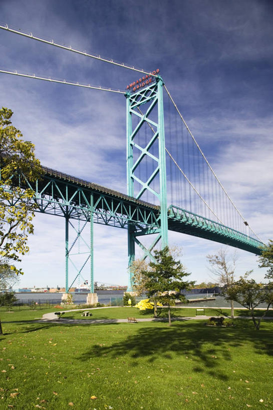 无人,竖图,室外,加拿大,摄影,吊桥,北美,美国人,彩图,底特律河