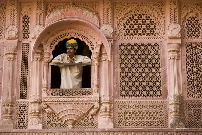 成年人,一个人,横图,窗户,城市,印度,亚洲,仅一个男性,摄影,肖像,拉贾斯坦邦,焦特普尔,男人,彩图