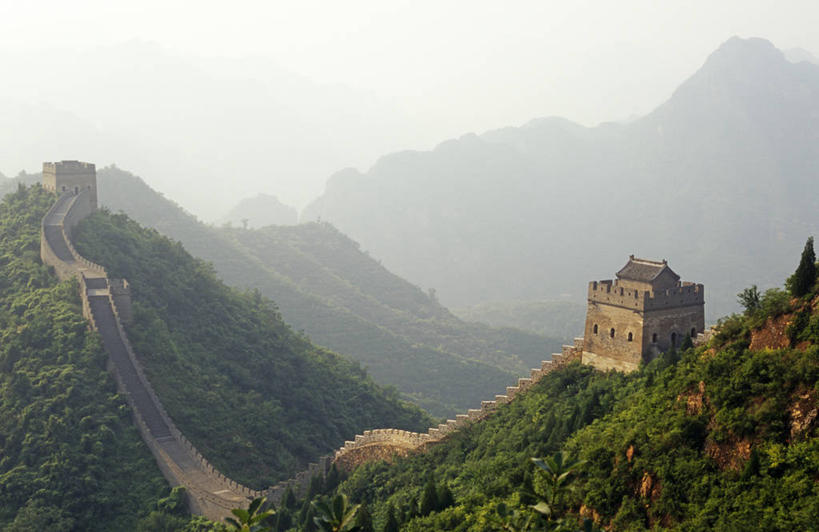 横图,雾,长城,亚洲,墙,地形,陡峭,摄影,保护,要塞,中国文化,横截面,天津市,彩图,旅行