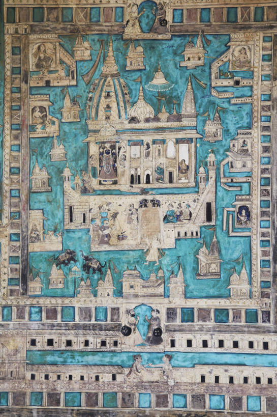 无人,竖图,室内,白天,城市,印度,亚洲,艺术,墙,围墙,壁画,摄影,作画,拉贾斯坦邦,美术工艺,印度次大陆,彩图,本迪,传统文化