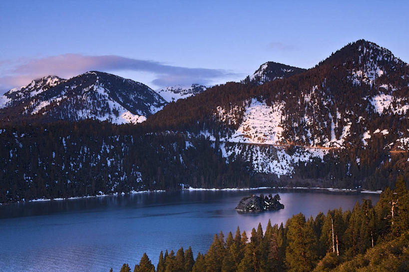 无人,横图,室外,白天,湖,美景,森林,山,山脉,水,雪,美国,地形,景观,树,风景,自然,景色,摄影,加利福尼亚,自然风光,太浩湖,彩图,对焦,翡翠湾