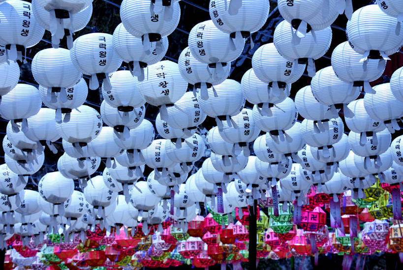 无人,横图,室外,白天,仰视,釜山,韩国,一排,许多,吊挂,悬挂,丰富,整齐,灯笼,纸灯笼,很多,挂,排列,摄影,队列,彩图,低角度拍摄