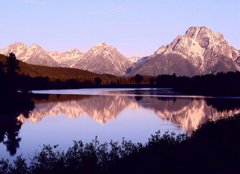 无人,横图,室外,旅游,度假,美景,山脉,美国,反射,景观,黎明,娱乐,风景,自然,享受,休闲,景色,放松,摄影,早晨,自然风光,怀俄明,万里无云,蛇河,自然地理,彩图