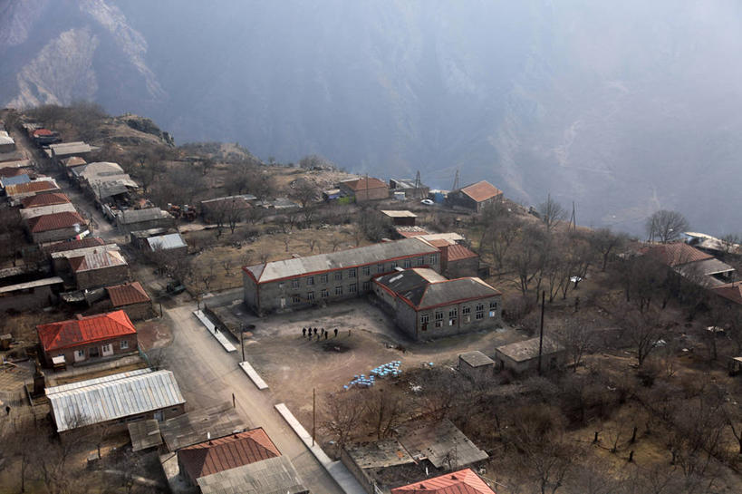 无人,横图,俯视,室外,白天,山,建筑,亚美尼亚,屋顶,树,社区,摄影,彩图,高角度拍摄