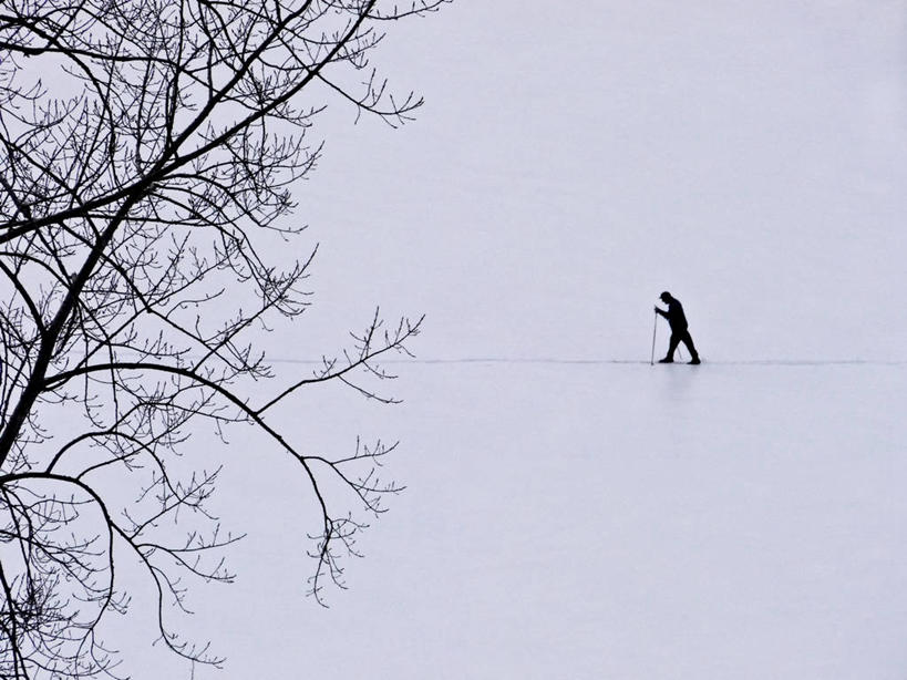 成年人,一个人,横图,室外,白天,侧面,湖,雪,加拿大,仅一个男性,车,交通工具,寒冷,摄影,雪橇,载具,雪橇车,魁北克,蒙特利尔,滑雪运动,彩图,独处