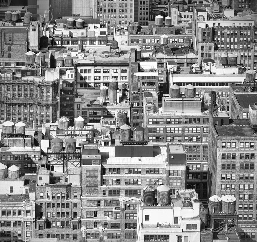 无人,横图,俯视,黑白,室外,白天,阳台,城市,建筑,纽约,美国,屋顶,摄影,纽约州,高角度拍摄