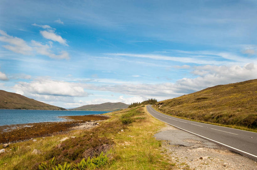 无人,横图,室外,白天,湖,山,英国,岛,云,苏格兰,草,风景,天空,自然,运输,摄影,斯盖岛,彩图