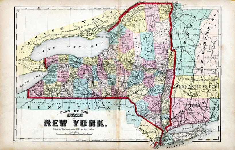 无人,横图,地图,历史,古董,纽约州,彩图