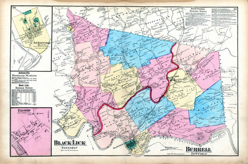 无人,横图,地图,城镇,历史,古董,杰克逊维尔,宾夕法尼亚,彩图