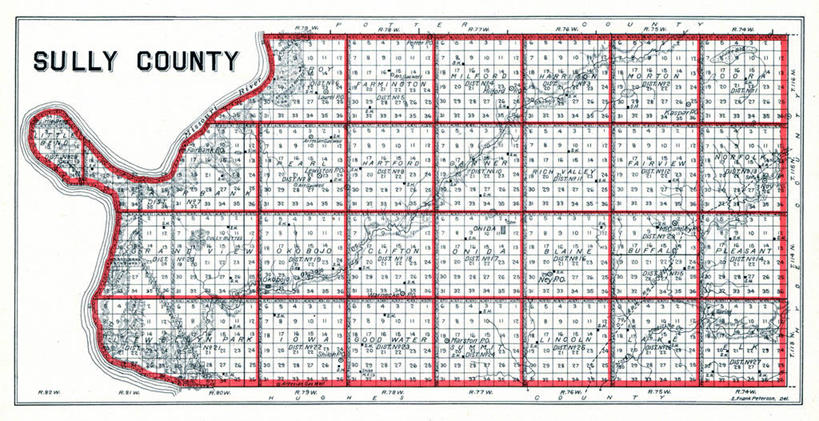 无人,横图,地图,历史,古董,南达科他州,彩图