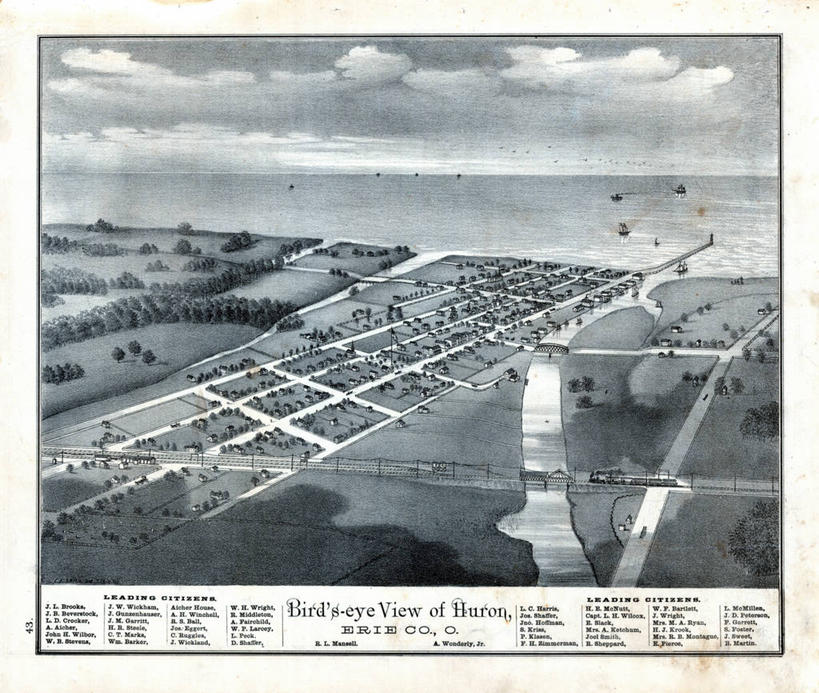 无人,横图,俯视,地图,历史,古董,俄亥俄州,彩图,高角度拍摄