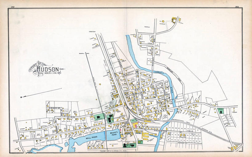 无人,横图,地图,历史,古董,马萨诸塞,彩图,哈德孙河