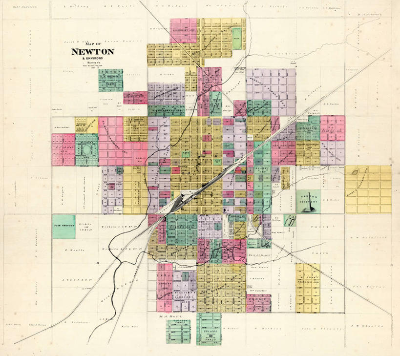 无人,横图,地图,历史,古董,堪萨斯,牛顿,彩图