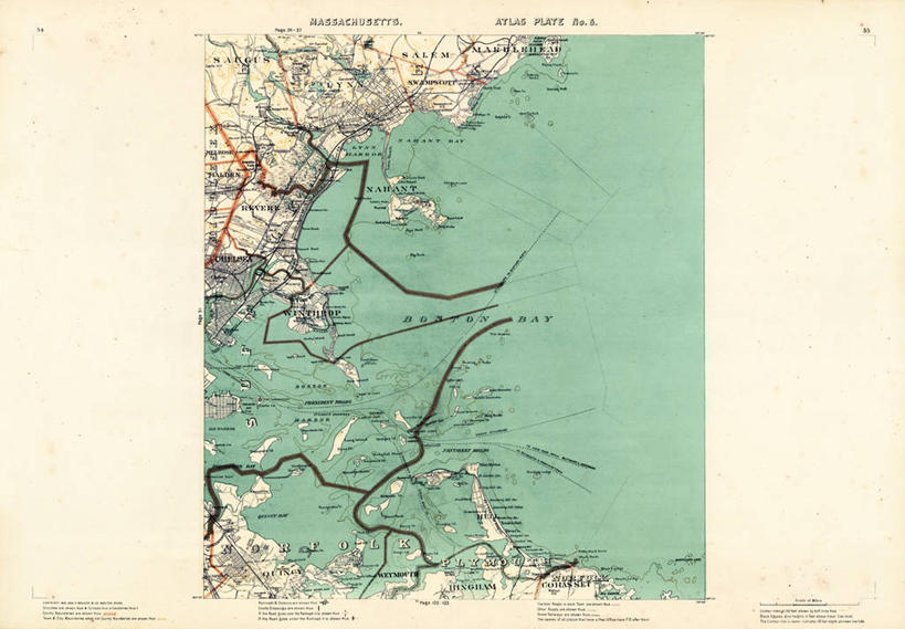 无人,横图,地图,历史,古董,波士顿,马萨诸塞,诺福克郡,彩图