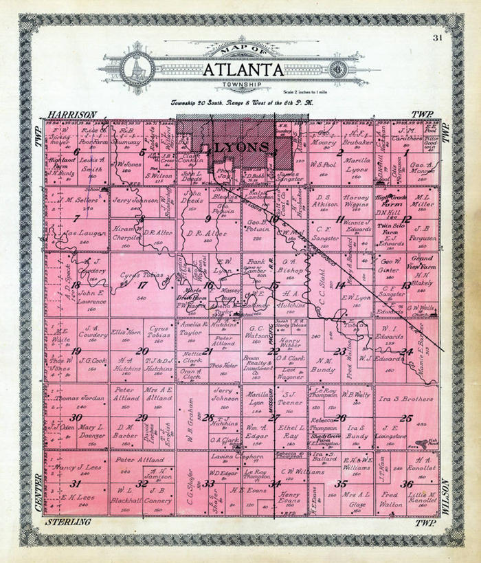 无人,竖图,地图,历史,古董,亚特兰大,堪萨斯,彩图,地图学