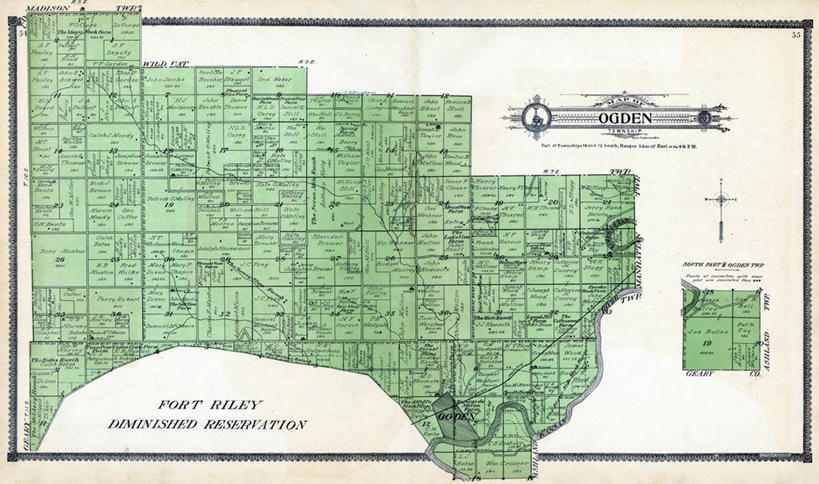 无人,横图,地图,历史,古董,堪萨斯,奥格登,彩图,地图学