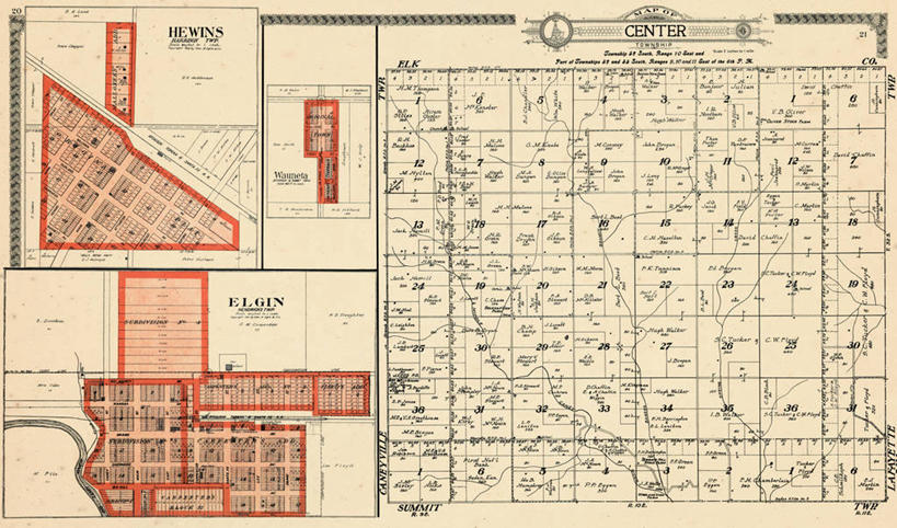无人,横图,地图,城镇,历史,古董,堪萨斯,埃尔金,彩图,地图学