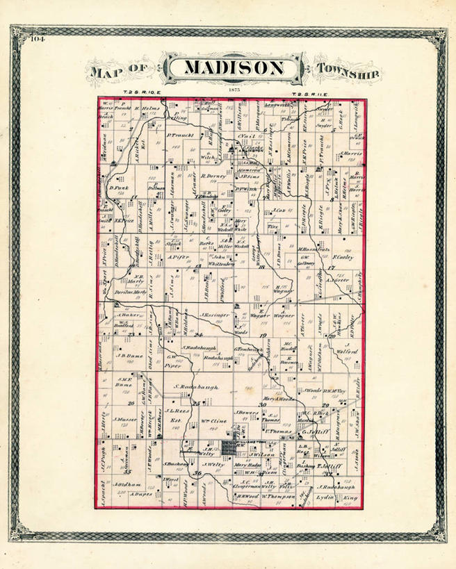 无人,竖图,地图,历史,古董,俄亥俄州,麦迪逊,彩图,地图学