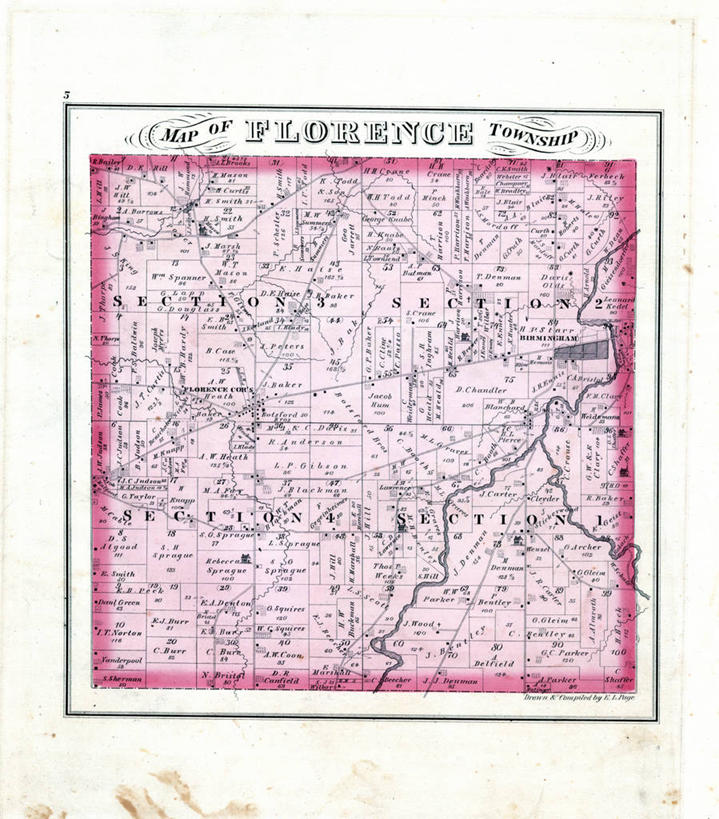 无人,竖图,地图,佛罗伦萨,历史,古董,俄亥俄州,彩图,地图学