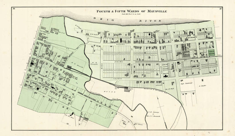 无人,横图,地图,城镇,历史,古董,肯塔基州,彩图,地图学