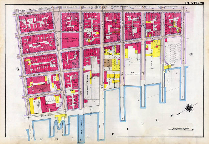 无人,横图,地图,纽约,城镇,历史,古董,彩图,地图学,东河