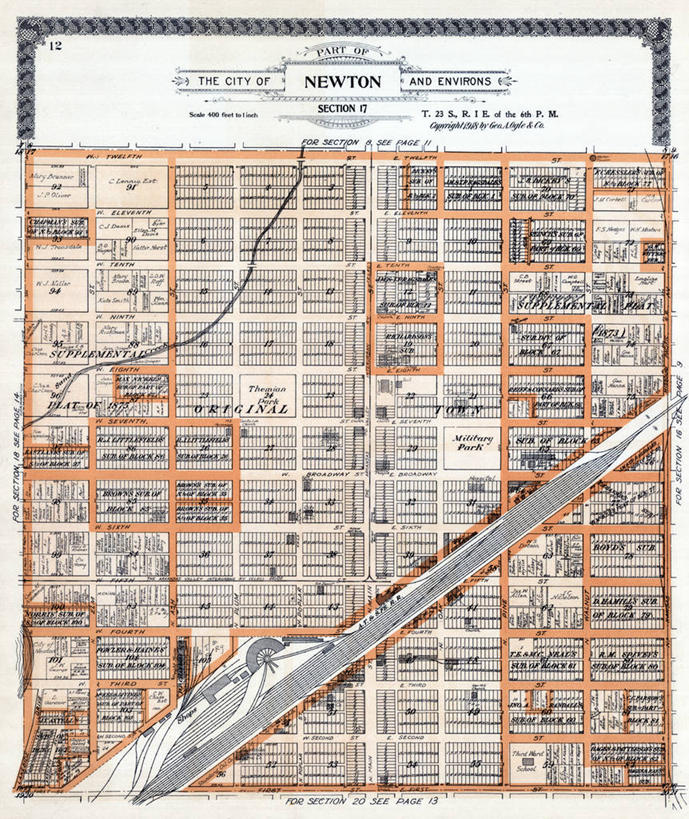 无人,竖图,地图,城镇,历史,古董,堪萨斯,牛顿,彩图,地图学