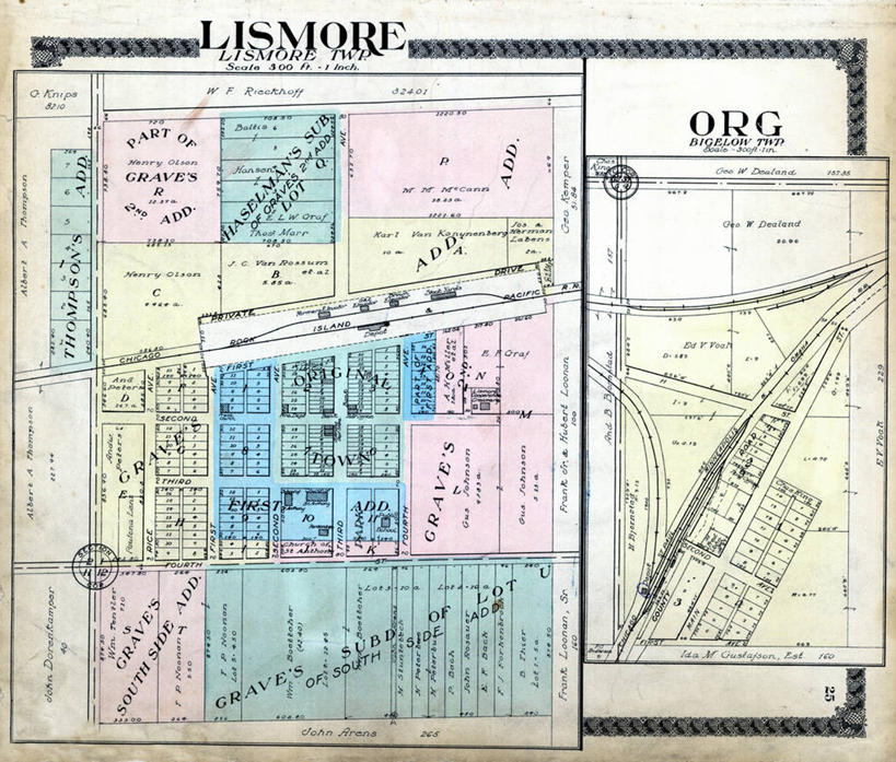 无人,横图,地图,城镇,历史,古董,明尼苏达,利斯莫尔,彩图,地图学