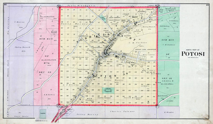 无人,横图,地图,历史,古董,威斯康星,波托西,彩图,地图学