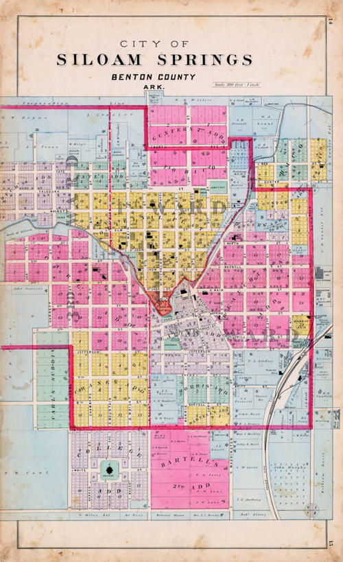 无人,竖图,地图,城镇,历史,古董,阿肯色州,彩图,地图学