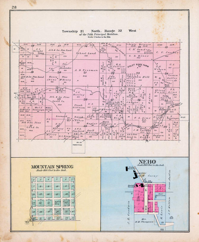 无人,竖图,地图,城镇,历史,古董,阿肯色州,彩图,地图学