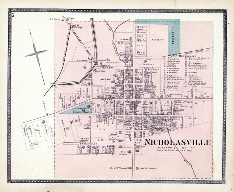 无人,横图,地图,城镇,历史,古董,肯塔基州,彩图,地图学
