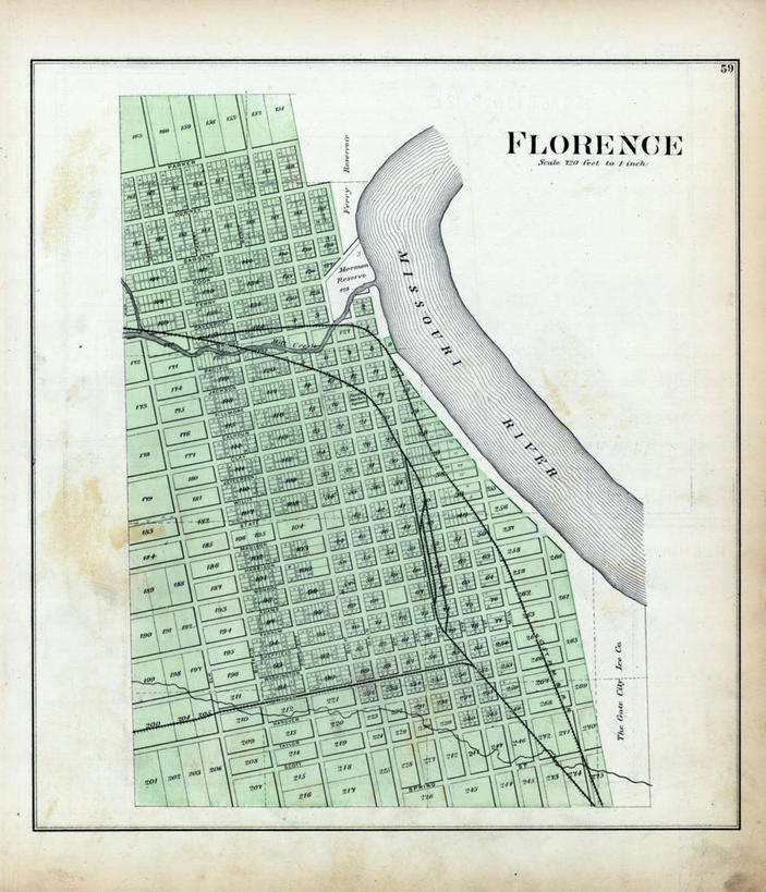 无人,竖图,地图,佛罗伦萨,城镇,历史,古董,内布拉斯加,彩图,地图学