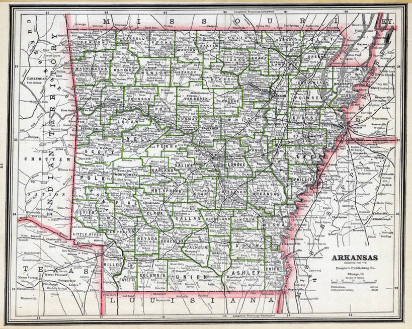 无人,横图,地图,历史,古董,阿肯色州,彩图,地图学