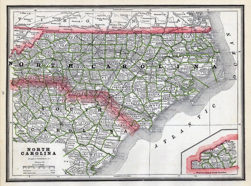 无人,横图,地图,美国,历史,古董,北美,北美洲,美洲,北卡罗来纳州,北亚美利加洲,亚美利加洲,北卡罗来纳,焦油脚根之州,黑油鞋根之州,老北州,彩图,美利坚合众国,地图学
