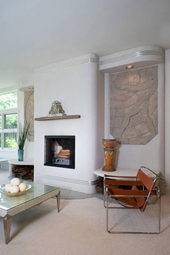 壁炉,地毯,茶几,现代,白色,起居室,石灰石,铬合金,当代
