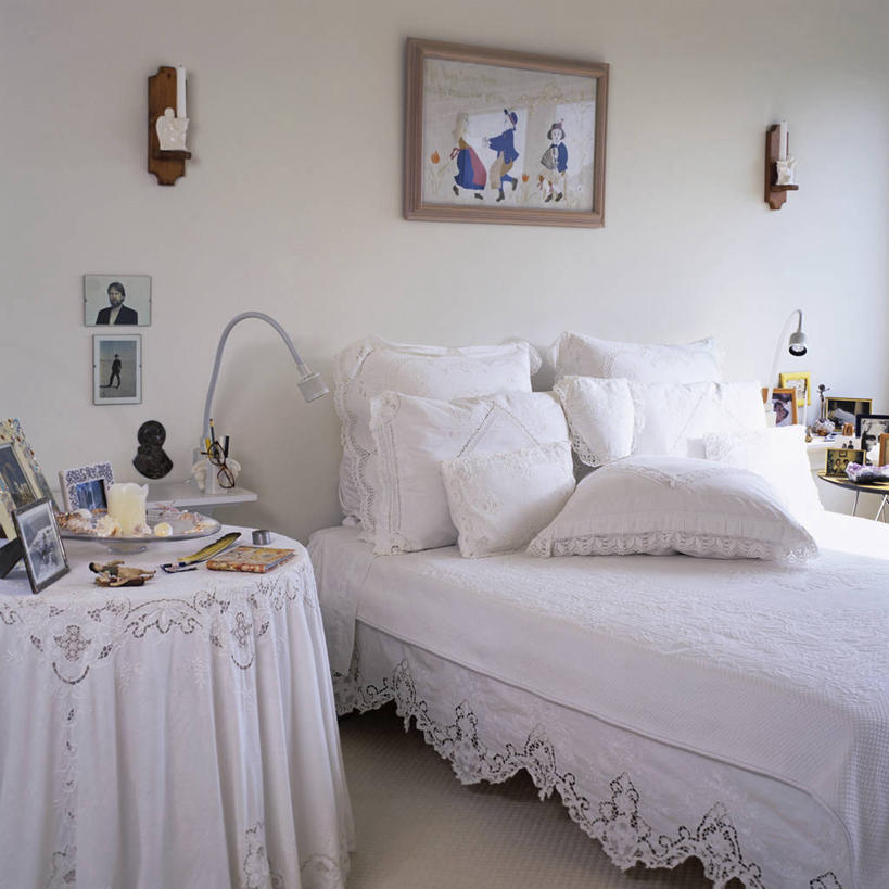 卧室,相框,光,桌布,白色,枕头,古董