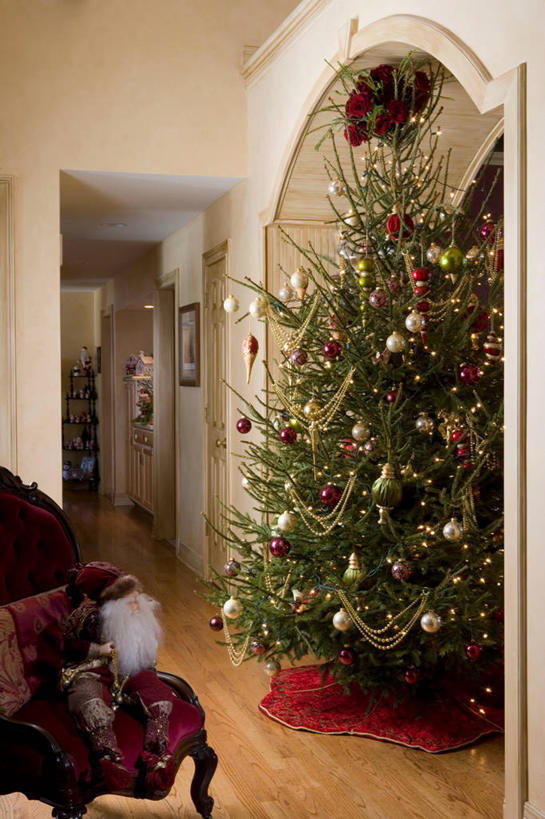 地板,圣诞节,节日,走廊,圣诞树