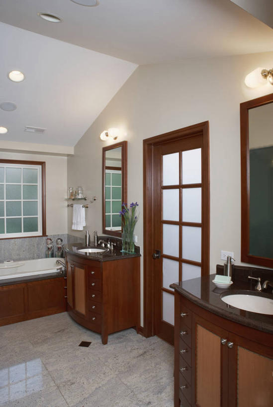 窗户,浴室,瓷砖,洗手池,磨砂玻璃,现代,浴盆,当代