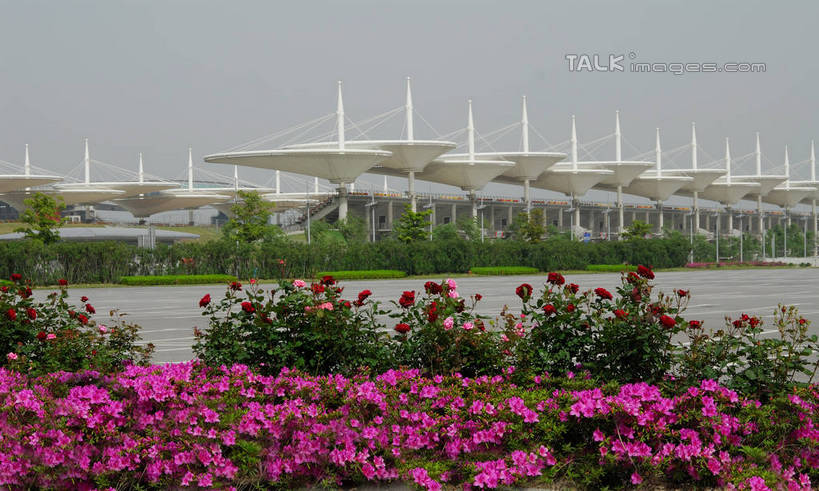 无人,横图,室外,白天,正面,度假,花海,花圃,美景,植物,城市风光,标志建筑,城市,道路,地标,建筑,路,公路,叶子,上海,中国,亚洲,一排,阴影,整齐,盛开,光线,伞,影子,雨伞,遮阳伞,景观,建筑群,交通,花蕾,娱乐,阳伞,建设,花,花瓣,花朵,花卉,鲜花,排列,粉色,蓝色,绿色,蓝天,天空,阳光,花丛,花束,花田,天,花苞,花蕊,享受,休闲,景色,放松,晴朗,申,太阳伞,队列,东亚,安亭,上海国际赛车场,上海市,嘉定区,万里无云,中华人民共和国,沪,华东地区,晴空,晴空万里,马路,彩图,安亭镇,上海国际赛道,shzxz1