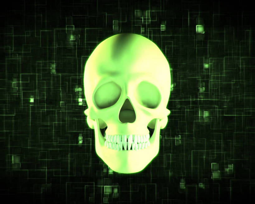 颅骨,无人,横图,室内,白天,正面,数码,科技,阴影,黑色背景,网络,高光,几何,计算机图形,合成,一个,绿色,黑色,单个,电脑合成图,数码合成图,合成图,写实,具体,具象,鼻骨,顶骨,额骨,颈椎,颞骨,下颌骨,颧骨,头盖骨,彩图